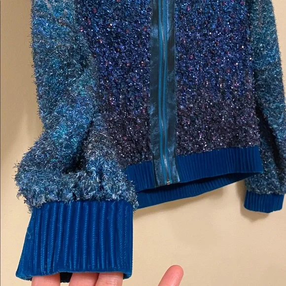 Elie Tahari Blue Sequin Jacket - Picture 3 of 7
